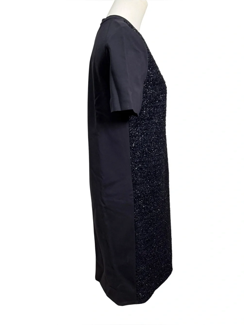 Tory Burch Metallic Sparkle Shift Sheath Mini Dress Black XS Cocktail